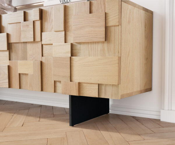 TV stolek Puzzle 175x35x55 cm přírodní dub 4 dvířka kov černá - Image 6