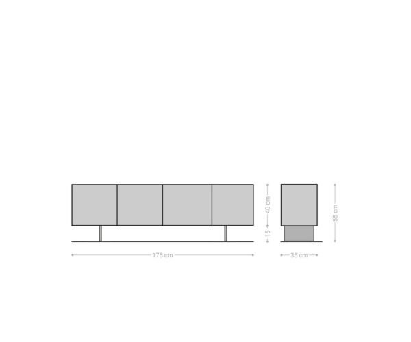 TV stolek Puzzle 175x35x55 cm přírodní dub 4 dvířka kov černá - Image 7