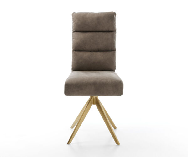 Jídelní židle Pela-Flex Taupe vintage křížová podnož hranatá zlatá 180° otočná taštičkové pružiny - Image 2