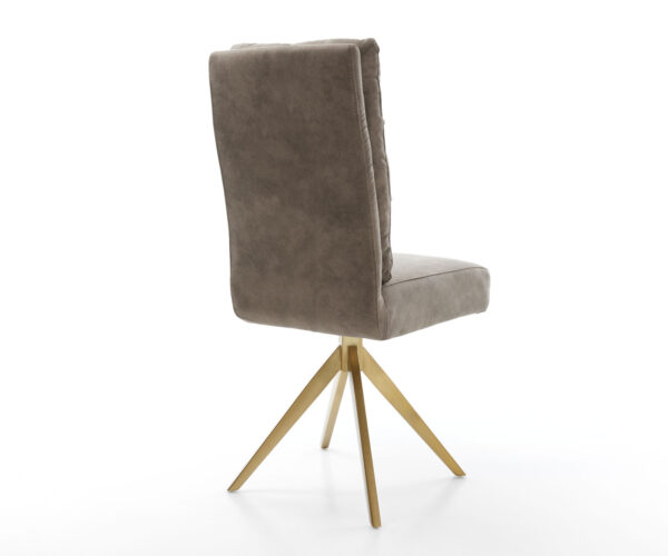 Jídelní židle Pela-Flex Taupe vintage křížová podnož hranatá zlatá 180° otočná taštičkové pružiny - Image 5
