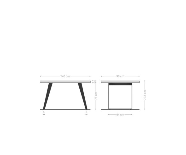 Jídelní stůl Edge 140x90 přírodní akácie nerezová ocel zkosená nepravidelný okraj - Image 6