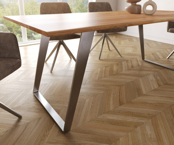 Jídelní stůl Edge 200x100 přírodní akácie nerezová ocel zkosená nepravidelný okraj - Image 5