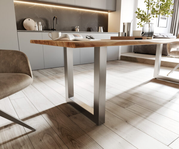Jídelní stůl Edge 260x100 přírodní akácie nerezová ocel široká podnož - Image 5
