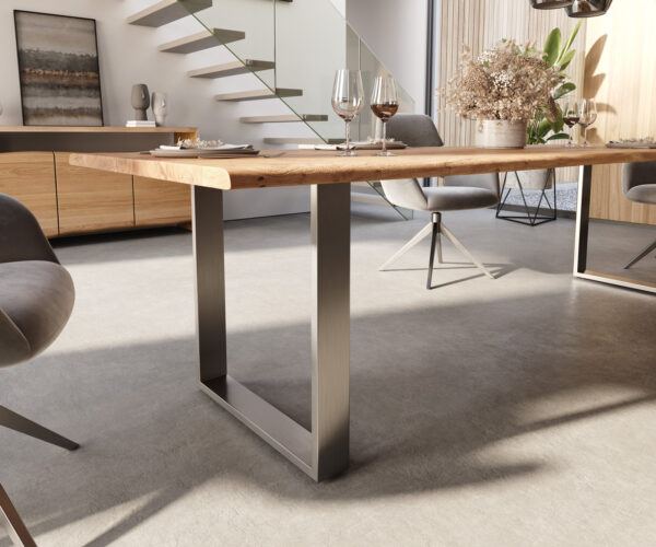 Jídelní stůl Edge 300x100 přírodní akácie nerezová ocel úzká podnož - Image 6