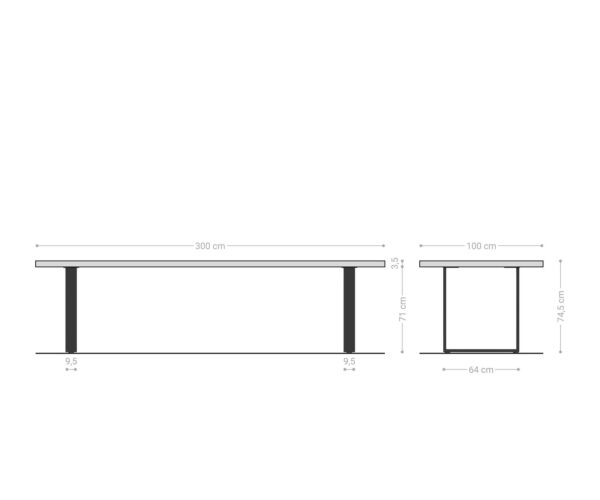 Jídelní stůl Edge 300x100 přírodní akácie nerezová ocel úzká podnož - Image 7