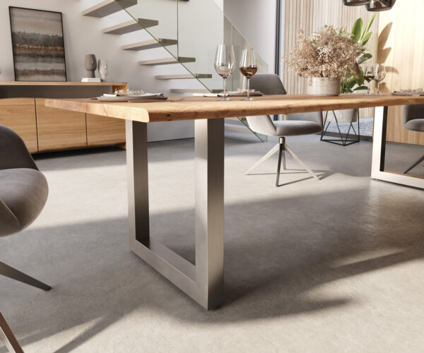 Jídelní stůl Edge 300x100 přírodní akácie nerezová ocel široká podnož - Image 6