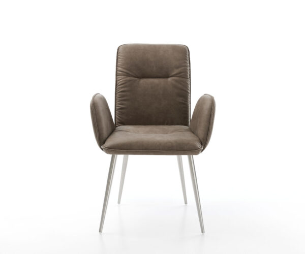 Jídelní židle Vinja-Flex taupe vintage zúžená podnož nerezová ocel - Image 2
