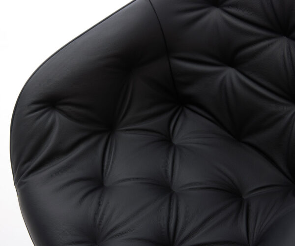 Jídelní židle Gaio-Flex černá pravá kůže zúžená podnož černá - Image 4