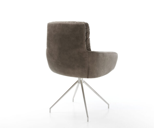 Otočná židle Abelia-Flex s područkami taupe vintage křížová podnož zúžená nerezová ocel - Image 5