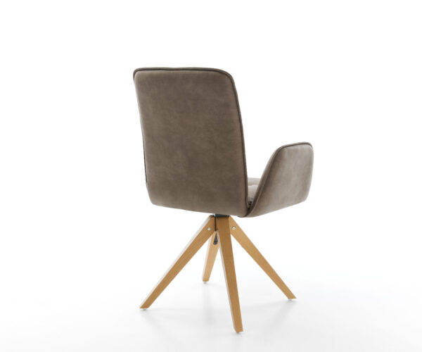 Otočná židle Vinja-Flex taupe vintage mikrovlákno dřevěná podnož hranatá - Image 5
