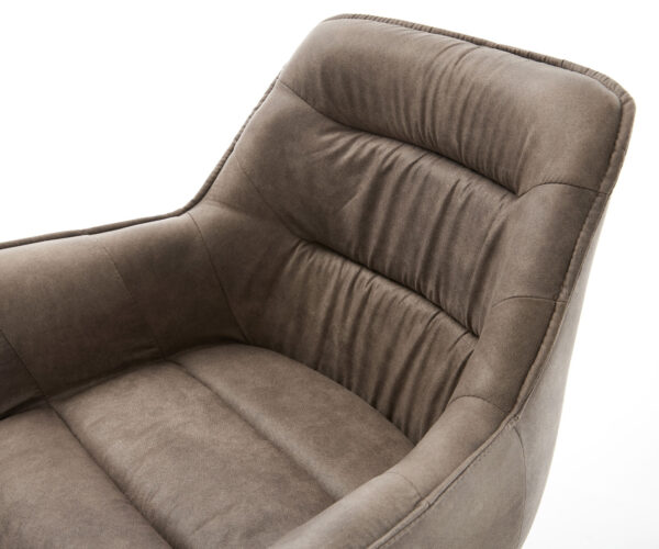 Otočná židle Kaira-Flex taupe vintage mikrovlákno dřevěná podnož hranatá - Image 4