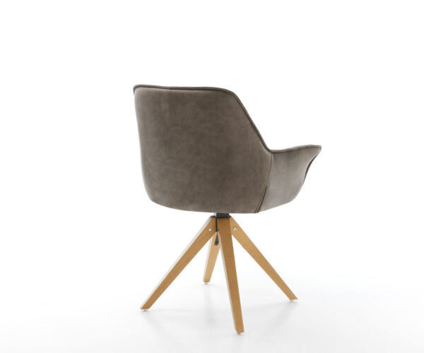 Otočná židle Kaira-Flex taupe vintage mikrovlákno dřevěná podnož hranatá - Image 5