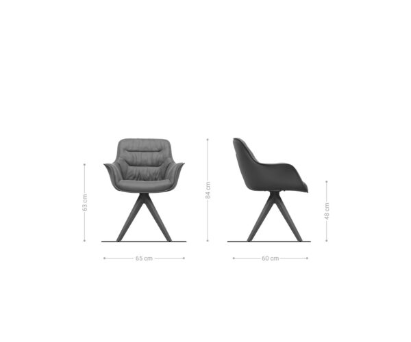Otočná židle Kaira-Flex taupe vintage mikrovlákno dřevěná podnož hranatá - Image 6