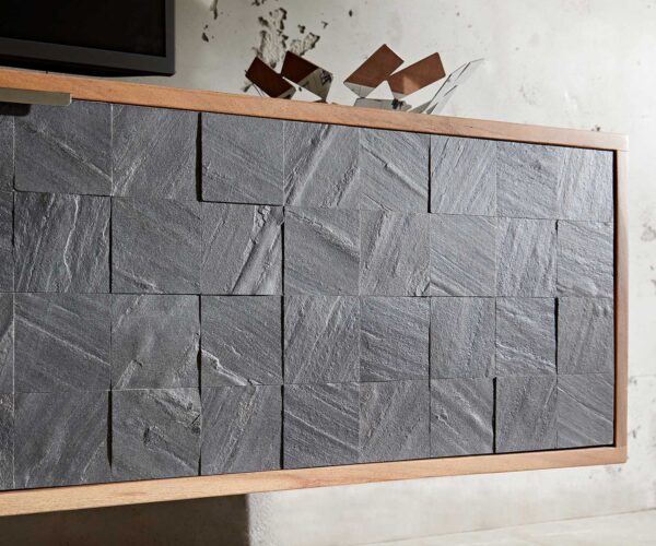 TV stolek Teele 200 cm přírodní akácie břidlice 2 dvířka závěsné - Image 5