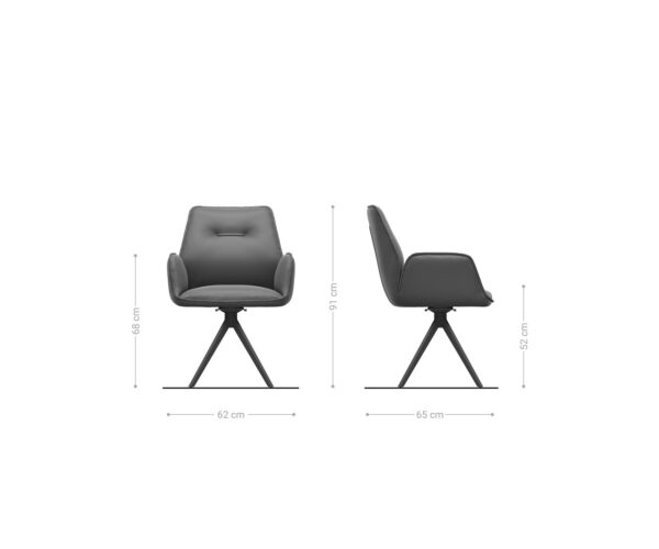 Otočná židle Zoa-Flex křížová podnož hranatá černá bouclé šedá 180° - Image 6