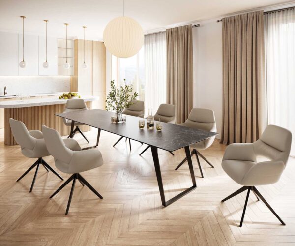 Jídelní stůl Edge 300x100 cm keramika Laminam® Nero Greco šedá šikmá podnož kov černá - Image 6