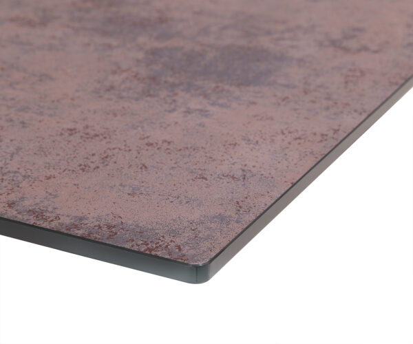 Jídelní stůl Edge 200x100 sklo vintage hnědá křížová podnož hranatá černá - Image 5