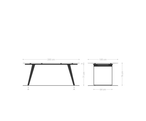 Jídelní stůl Edge oválný 200x100 keramika Laminam® Emperador Extra Lucidato tmavě hnědá podnož titanová zkosená - Image 7