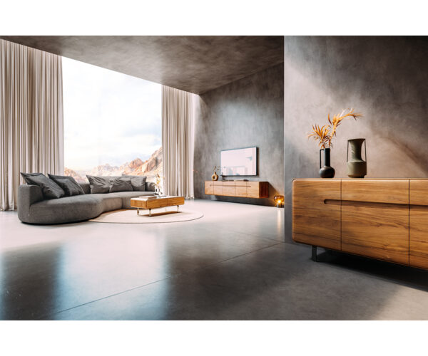 TV stolek Anaya 220 cm akácie přírodní 4 dvířka 2 zásuvky plovoucí - Image 8