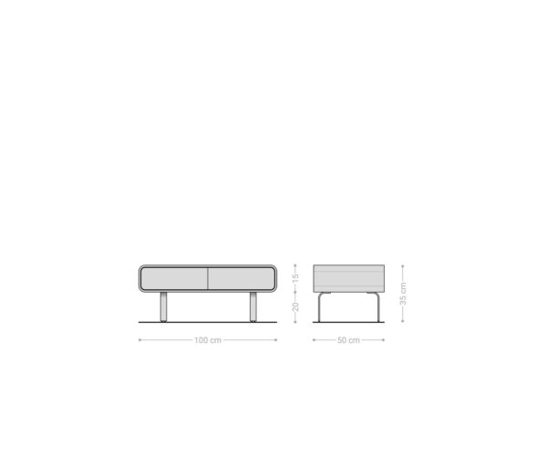 Konferenční stolek Anaya 100x50 cm akácie přírodní 2 zásuvky podnož ve tvaru "L" nerezová ocel - Image 7