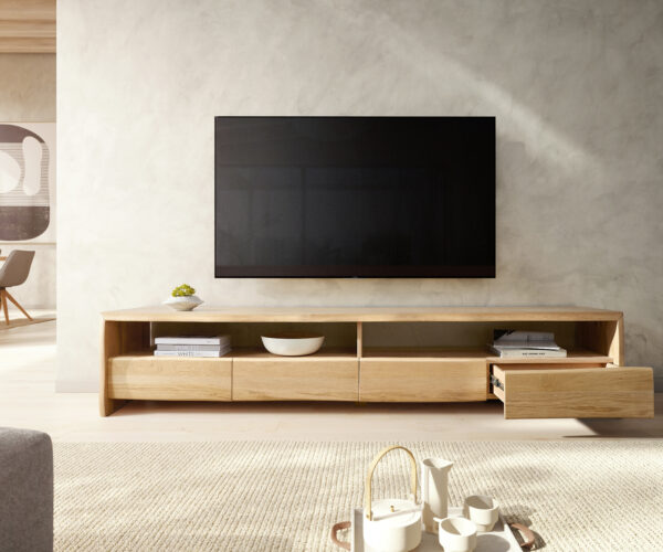 TV stolek Edge 230 cm přírodní dub 4 zásuvky - Image 5