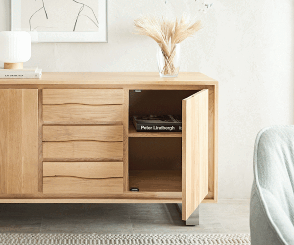 Příborník Edge 150 cm přírodní dub 2 dvířka 3 zásuvky - Image 6