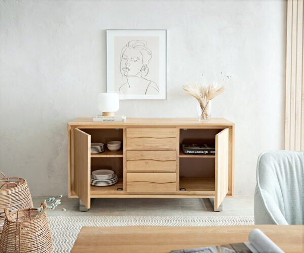 Příborník Edge 150 cm přírodní dub 2 dvířka 3 zásuvky - Image 5