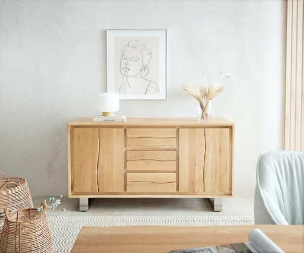 Příborník Edge 150 cm přírodní dub 2 dvířka 3 zásuvky - Image 4