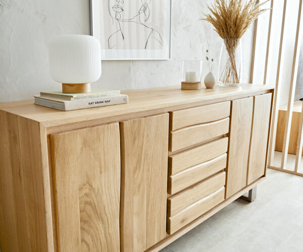 Příborník Edge 150 cm přírodní dub 2 dvířka 3 zásuvky - Image 2