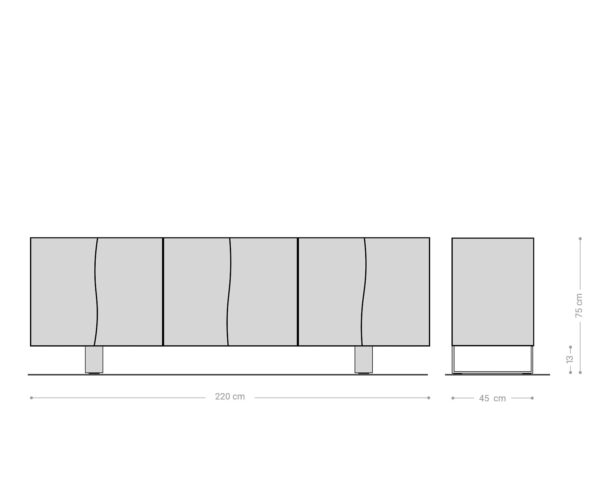Příborník Edge 220 cm přírodní dub 6 dveří - Image 10