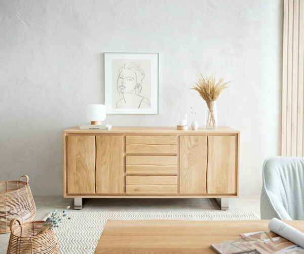 Příborník Edge 170 cm přírodní dub 4 dvířka 3 zásuvky - Image 4