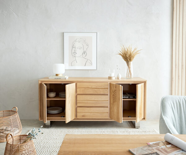 Příborník Edge 170 cm přírodní dub 4 dvířka 3 zásuvky - Image 5