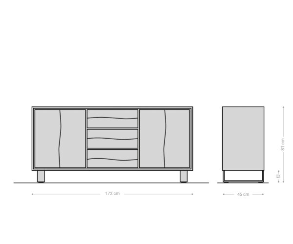 Příborník Edge 170 cm přírodní dub 4 dvířka 3 zásuvky - Image 10