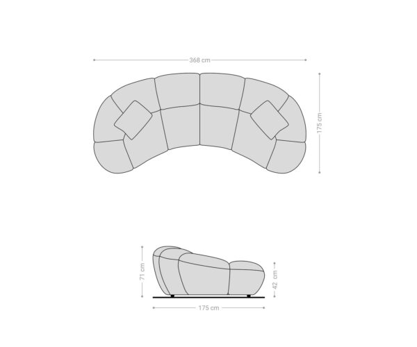 Velká pohovka Lunna 360x175 cm žinylka modrá 2 polštáře - Image 9