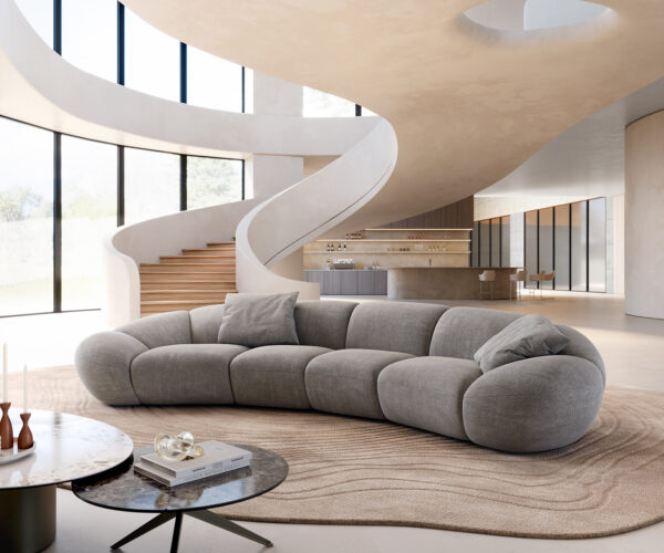 Velká pohovka Lunna 360x175 cm plochá tkanina šedá 2 polštáře - Image 2