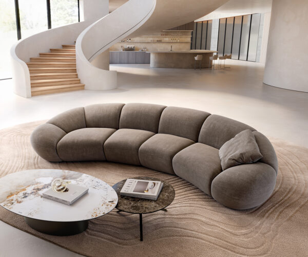 Velká pohovka Lunna 360x175 cm bouclé taupe 2 polštáře - Image 4