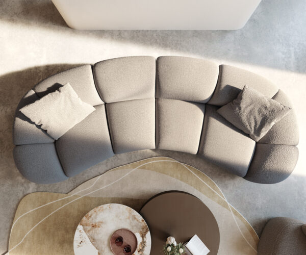 Velká pohovka Lunna 360x175 cm bouclé stříbrnošedá 2 polštáře - Image 5