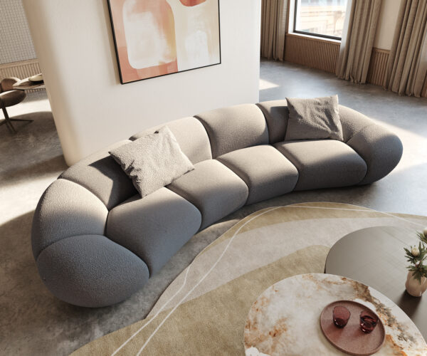 Velká pohovka Lunna 360x175 cm bouclé stříbrnošedá 2 polštáře - Image 2