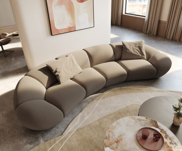 Velká pohovka Lunna 360x175 cm bouclé smetanovo-bílá 2 polštáře - Image 2