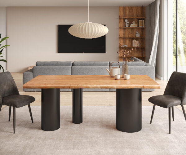 Jídelní stůl Edge 200x100 XL akácie přírodní Troa kov černá nepravidelný okraj - Image 2