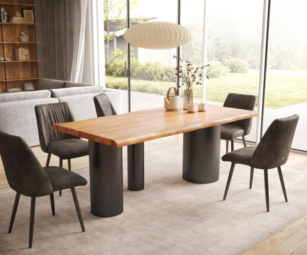 Jídelní stůl Edge 200x100 XL akácie přírodní Troa kov černá nepravidelný okraj - Image 6