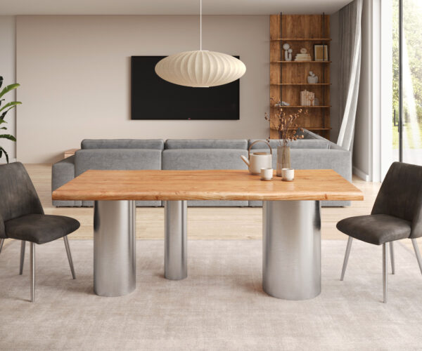 Jídelní stůl Edge 200x100 XL přírodní akácie Troa kartáčovaná nerezová ocel nepravidelný okraj - Image 2
