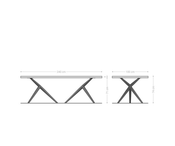 Jídelní stůl Edge 240x100 přírodní akácie podnož Estelar kulatá kovová černá nepravidelný okraj - Image 6
