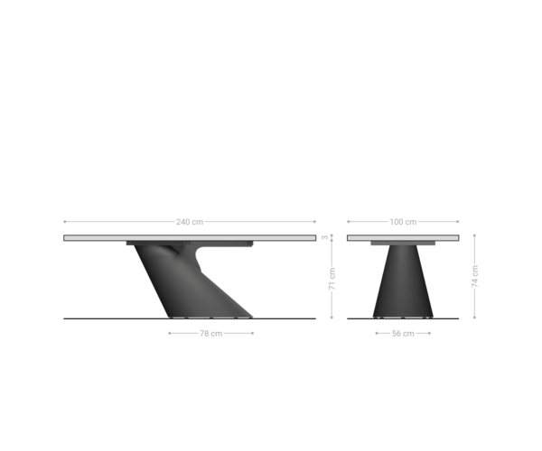 Jídelní stůl Edge 240x100 přírodní akácie podnož Cono zlatá nepravidelný okraj - Image 7
