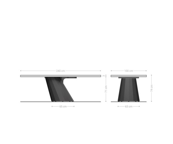 Jídelní stůl Edge 240x100 přírodní akáce podnož Parabola metalická zlatá nepravidelný okraj - Image 7