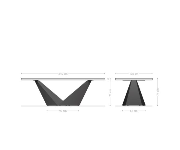 Jídelní stůl Edge 240x100 přírodní akácie podnož Prisma zlatá nepravidelný okraj - Image 7