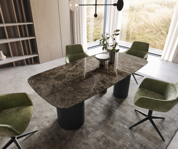 Jídelní stůl Edge boot 200x100 keramika Laminam® Emperador Extra Lucidato tmavě hnědá podnož Troa kov černá - Image 2
