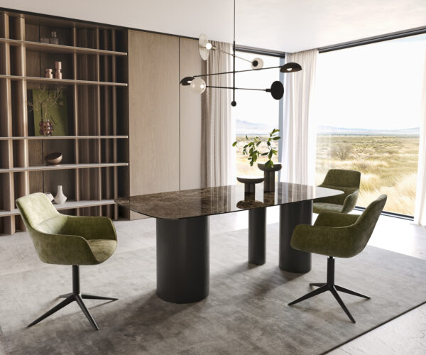 Jídelní stůl Edge boot 200x100 keramika Laminam® Emperador Extra Lucidato tmavě hnědá podnož Troa kov černá - Image 6