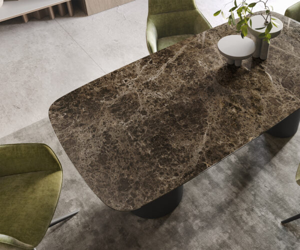Jídelní stůl Edge boot 200x100 keramika Laminam® Emperador Extra Lucidato tmavě hnědá podnož Troa kov černá - Image 5