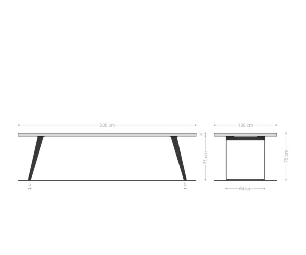 Jídelní stůl Edge 300x100x4 přírodní dub podnož nerezová ocel zkosená nepravidelný okraj - Image 6